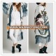 Bohemian style Casual print floral Loose Blouse fashion Women's fringed kimono cardigan