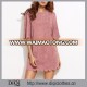 New arrivals stylish casual women sexy Pink Suede Half Sleeve Scallop Mini Dresses