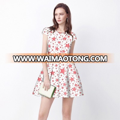 Textile Digital Printing Custom A Line Dresses Star Print Dresses